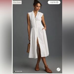 The Tommie Cap-Sleeve Smocked Front-Zip Shirt Dress